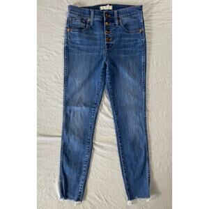 Madewell 10" High Rise Skinny Exposed Button Fly Raw Cuff Jeans. Women's 26P GUC